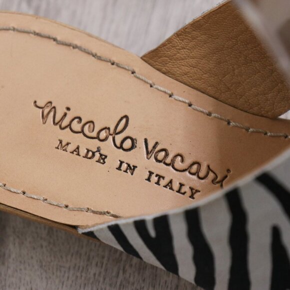 Niccolo Vacari Zebra Print Sandal Women’s 9.5 Suede Leather Made in Italy Wedge - Picture 3 of 14